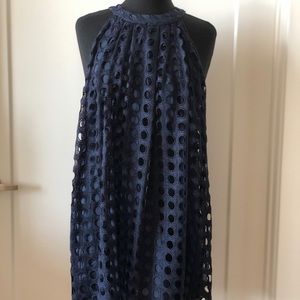 Navy blue lace mini dress